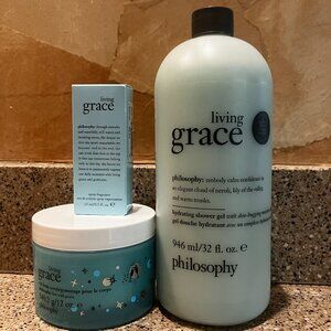 Philosophy Living Grace Jumbo Shower Gel  , Purse Spray , Body Salt Scrub! NEW